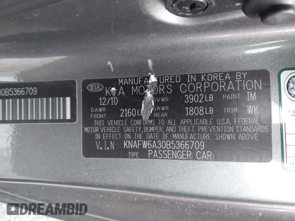 ✅ 2011 Kia Forte SX • VIN: KNAFW6A30B5366709 • Lot: 43869241. Listed on IAAI with 142,704 mi. Free auction sales archive from the USA and detailed vehicle history report at DreamBid. Image 9.