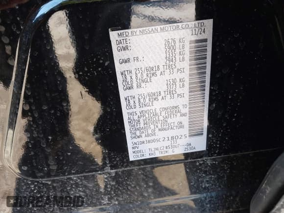 ✅ 2025 Nissan Pathfinder Rock Creek • VIN: 5N1DR3BD0SC218025 • Lot: 41792236. Listed on IAAI with 3,603 mi. Free auction sales archive from the USA and detailed vehicle history report at DreamBid. Image 9.