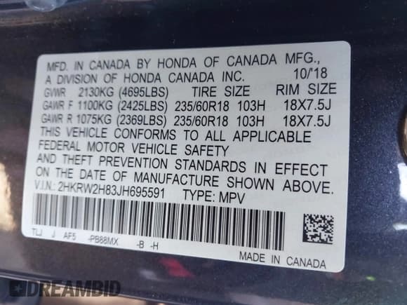 ✅ 2018 Honda CR-V EX-L • VIN: 2HKRW2H83JH695591 • Lot: 43662701. Wystawiony na IAAI z przebiegiem 51 587 mil. Bezpłatny archiwum sprzedaży aukcyjnych z USA i szczegółowy raport historii pojazdu na DreamBid. Zdjęcie 9.