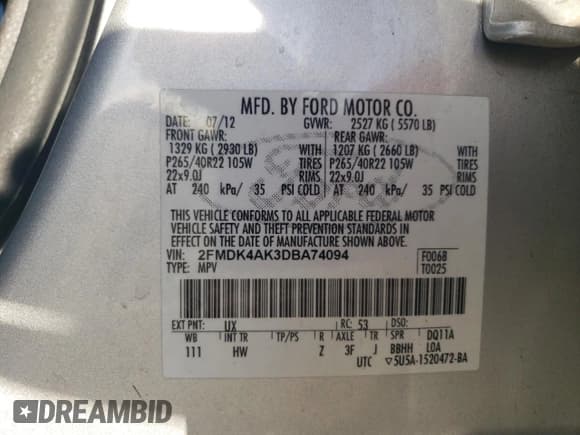 ✅ 2013 Ford Edge Sport • VIN: 2FMDK4AK3DBA74094 • Lot: 91715495. Listed on Copart with 74,799 mi. Free auction sales archive from the USA and detailed vehicle history report at DreamBid. Image 14.