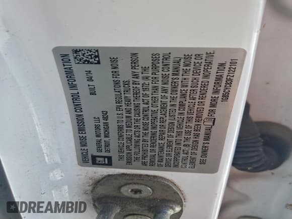 ✅ 2015 Chevrolet Silverado 1500 • VIN: 1GB5CYC83FZ122101 • Лот: 95264555. Опубликован ранее на Copart с пробегом Не указан. Бесплатный доступ к архиву аукционных продаж из США и подробный отчёт об истории автомобиля на DreamBid. Изображение 12.