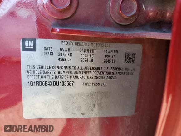✅ 2013 Chevrolet Volt • VIN: 1G1RD6E4XDU133687 • Lot: 78209414. Wystawiony na Copart z przebiegiem 140 820 mil. Bezpłatny archiwum sprzedaży aukcyjnych z USA i szczegółowy raport historii pojazdu na DreamBid. Zdjęcie 12.
