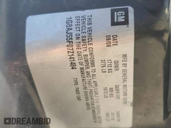 ✅ 2007 Saturn ION ION 2 • VIN: 1G8AJ55F07Z141484 • Лот: 87379695. Опубликован ранее на Copart с пробегом 172 872 миль. Бесплатный доступ к архиву аукционных продаж из США и подробный отчёт об истории автомобиля на DreamBid. Изображение 12.