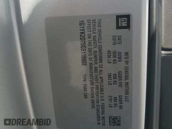 ✅ 2016 Chevrolet Corvette Z51 2LT • VIN: 1G1YK2D78G5118903 • Lot: 67397475. Listed on Copart with 65,033 mi. Free auction sales archive from the USA and detailed vehicle history report at DreamBid. Image 12.