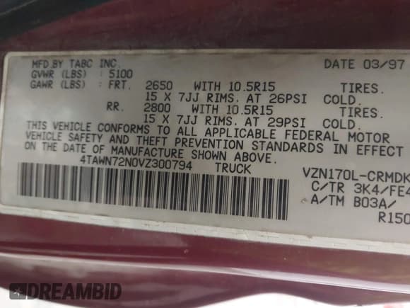 ✅ 1997 Toyota Tacoma • VIN: 4TAWN72N0VZ300794 • Lot: 43691029. Wystawiony na IAAI z przebiegiem 359 530 mil. Bezpłatny archiwum sprzedaży aukcyjnych z USA i szczegółowy raport historii pojazdu na DreamBid. Zdjęcie 9.