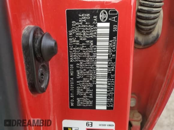 ✅ 2010 Toyota Matrix • VIN: 2T1KU4EE3AC286443 • Lot: 81298475. Listed on Copart with 147,465 mi. Free auction sales archive from the USA and detailed vehicle history report at DreamBid. Image 12.