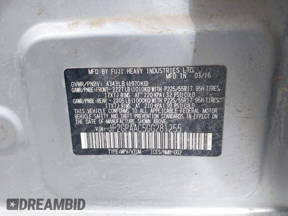 ✅ 2016 Subaru Crosstrek • VIN: JF2GPAAC5GG281255 • Лот: 42032127. Опубликован ранее на IAAI с пробегом 189 695 миль. Бесплатный доступ к архиву аукционных продаж из США и подробный отчёт об истории автомобиля на DreamBid. Изображение 9.