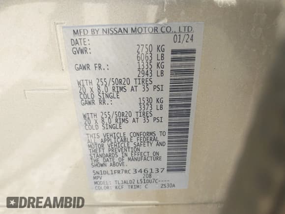 ✅ 2024 Infiniti QX60 Luxe • VIN: 5N1DL1FR7RC346137 • Лот: 42717001. Опубликован ранее на IAAI с пробегом 24 264 миль. Бесплатный доступ к архиву аукционных продаж из США и подробный отчёт об истории автомобиля на DreamBid. Изображение 9.