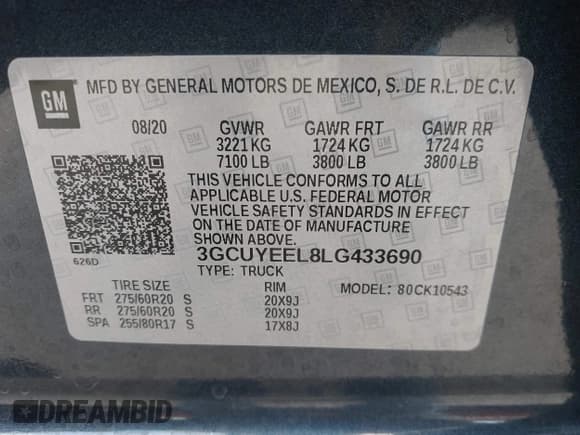 ✅ 2020 Chevrolet Silverado 1500 RST • VIN: 3GCUYEEL8LG433690 • Лот: 42787937. Опубликован ранее на IAAI с пробегом 58 523 миль. Бесплатный доступ к архиву аукционных продаж из США и подробный отчёт об истории автомобиля на DreamBid. Изображение 9.