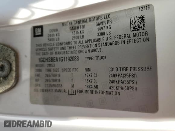 ✅ 2016 Chevrolet Colorado 2WD WT • VIN: 1GCHSBEA1G1192088 • Лот: 73418564. Опубликован ранее на Copart с пробегом 75 776 миль. Бесплатный доступ к архиву аукционных продаж из США и подробный отчёт об истории автомобиля на DreamBid. Изображение 12.