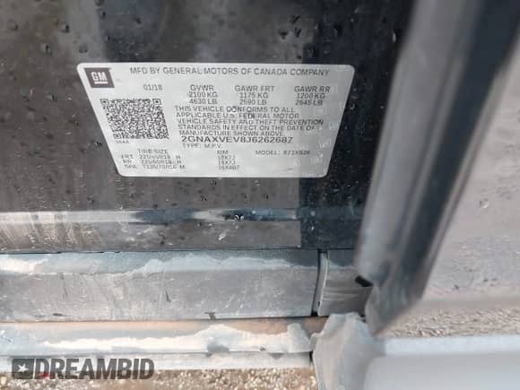 2018 Chevrolet Equinox Premier с VIN 2GNAXVEV8J6262687, выставлен на аукционе IAAI как лот 43275439 с пробегом 159 141 миль миль и . История ставок и продаж доступна на DreamBid. Изображение 9.