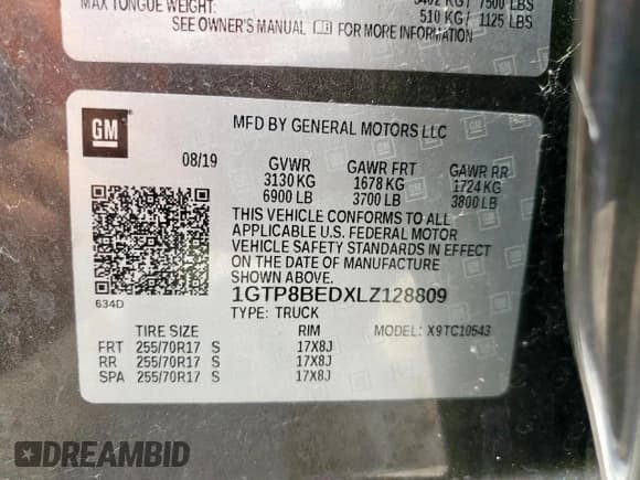 ✅ 2020 GMC Sierra 1500 SLE • VIN: 1GTP8BEDXLZ128809 • Лот: 69514175. Опубликован ранее на Copart с пробегом 48 831 миль. Бесплатный доступ к архиву аукционных продаж из США и подробный отчёт об истории автомобиля на DreamBid. Изображение 12.