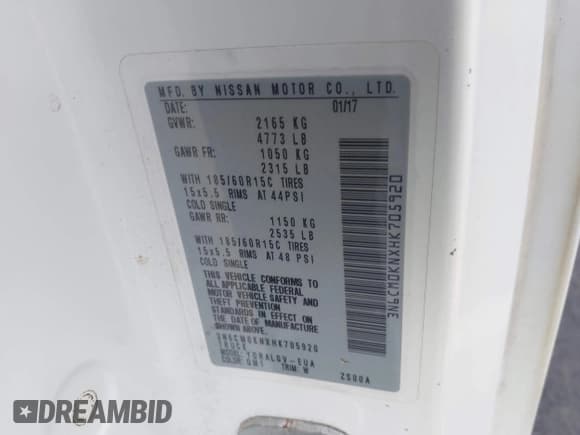 ✅ 2017 Nissan NV200 SV • VIN: 3N6CM0KNXHK705920 • Lot: 43740044. Listed on IAAI with 183,839 mi. Free auction sales archive from the USA and detailed vehicle history report at DreamBid. Image 9.