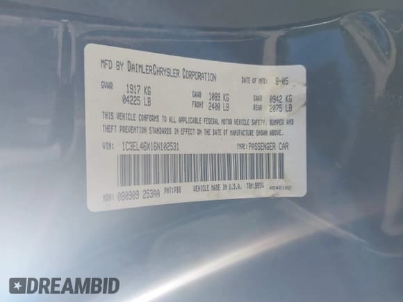 ✅ 2006 Chrysler Sebring • VIN: 1C3EL46X16N102531 • Lot: 43003337. Wystawiony na IAAI z przebiegiem 154 678 mil. Bezpłatny archiwum sprzedaży aukcyjnych z USA i szczegółowy raport historii pojazdu na DreamBid. Zdjęcie 9.