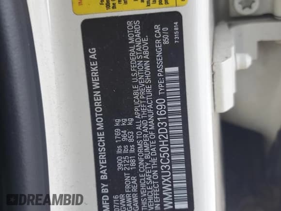 ✅ 2017 MINI Hardtop 4 Door Cooper S • VIN: WMWXU3C50H2D31690 • Lot: 86599104. Listed on Copart with 165,369 mi. Free auction sales archive from the USA and detailed vehicle history report at DreamBid. Image 12.