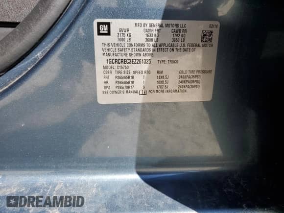 2014 Chevrolet Silverado 1500 LT z VIN 1GCRCREC3EZ261325, wystawiony jako Copart lot #82178435 z przebiegiem 132 685 mil mil oraz Szkoda całkowita • Salvage title. Historia ofert i sprzedaży dostępna na DreamBid. Obrazek 12.