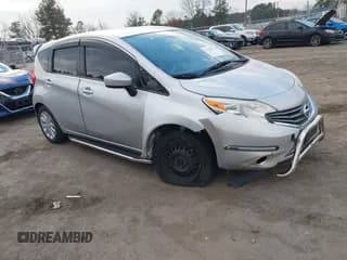 ✅ 2015 Nissan Note S • VIN: 3N1CE2CPXFL409575 • Lot: 43758854. Listed on IAAI with 74,199 mi. Free auction sales archive from the USA and detailed vehicle history report at DreamBid. Image 1.