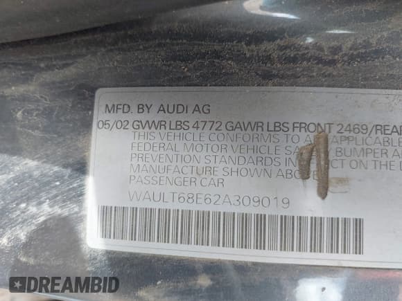 ✅ 2002 Audi A4 3.0L • VIN: WAULT68E62A309019 • Lot: 42040404. Wystawiony na IAAI z przebiegiem 211 805 mil. Bezpłatny archiwum sprzedaży aukcyjnych z USA i szczegółowy raport historii pojazdu na DreamBid. Zdjęcie 9.