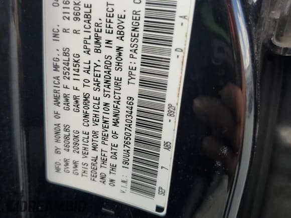 ✅ 2007 Acura TL Type S • VIN: 19UUA76507A034469 • Лот: 64795375. Опубликован ранее на Copart с пробегом 212 918 миль. Бесплатный доступ к архиву аукционных продаж из США и подробный отчёт об истории автомобиля на DreamBid. Изображение 12.