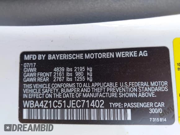 ✅ 2018 BMW 4 Series 430i • VIN: WBA4Z1C51JEC71402 • Lot: 43672227. Listed on IAAI with 70,438 mi. Free auction sales archive from the USA and detailed vehicle history report at DreamBid. Image 9.
