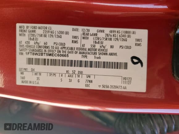 ✅ 2021 Ford F-250 XL • VIN: 1FT8W2BT5MEC60665 • Lot: 90519425. Wystawiony na Copart z przebiegiem 129 865 mil. Bezpłatny archiwum sprzedaży aukcyjnych z USA i szczegółowy raport historii pojazdu na DreamBid. Zdjęcie 12.