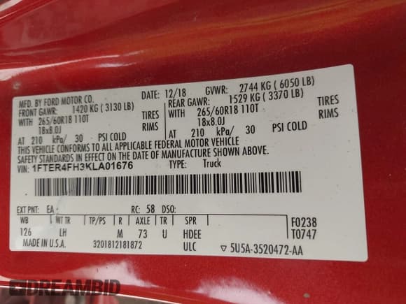 ✅ 2019 Ford Ranger XL • VIN: 1FTER4FH3KLA01676 • Lot: 42674816. Listed on IAAI with 114,539 mi. Free auction sales archive from the USA and detailed vehicle history report at DreamBid. Image 9.