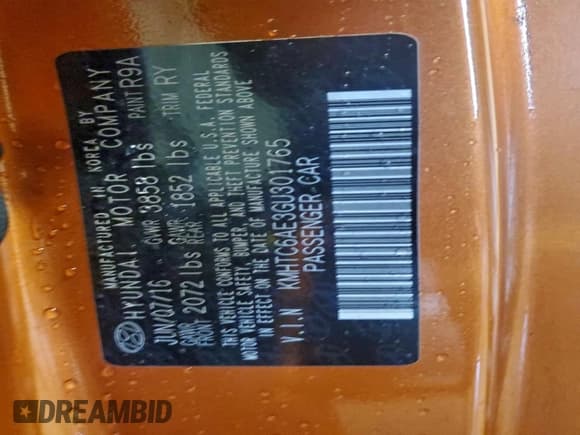 ✅ 2016 Hyundai Veloster Turbo Rally Edition • VIN: KMHTC6AE3GU301765 • Лот: 94892395. Опубликован ранее на Copart с пробегом 120 423 миль. Бесплатный доступ к архиву аукционных продаж из США и подробный отчёт об истории автомобиля на DreamBid. Изображение 13.