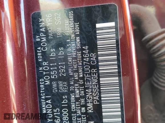 2015 Hyundai Genesis 3.8L z VIN KMHGN4JE7FU074644, wystawiony jako Copart lot #71762004 z przebiegiem 219 587 mil mil oraz Nie do naprawy • Non repairable. Historia ofert i sprzedaży dostępna na DreamBid. Obrazek 12.