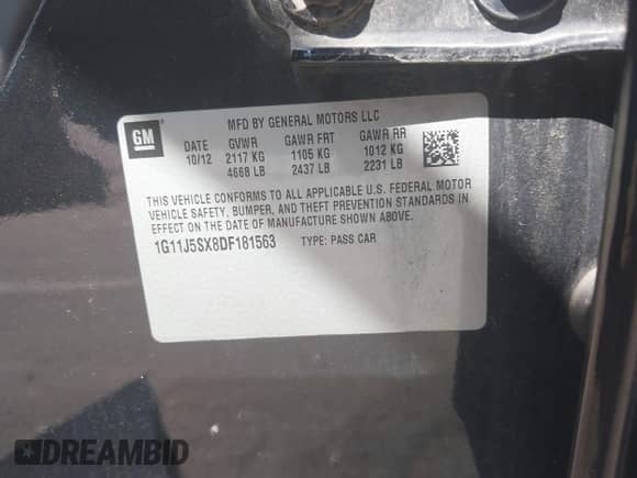 2013 Chevrolet Malibu LTZ with VIN 1G11J5SX8DF181563, listed as a IAAI auction lot 43352896 with 108,348 mi miles and . Bid and sale history available at DreamBid. Image 9.