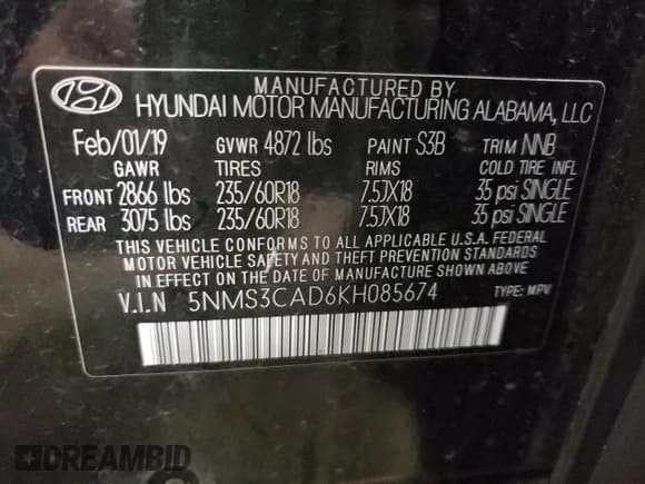 ✅ 2019 Hyundai Santa Fe SEL • VIN: 5NMS3CAD6KH085674 • Lot: 49876774. Wystawiony na Copart z przebiegiem 56 164 mil. Bezpłatny archiwum sprzedaży aukcyjnych z USA i szczegółowy raport historii pojazdu na DreamBid. Zdjęcie 13.