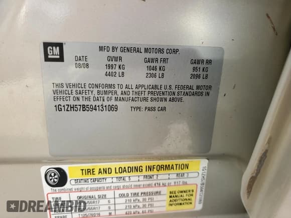 ✅ 2009 Chevrolet Malibu 1LT • VIN: 1G1ZH57B594131069 • Lot: 74445214. Listed on Copart with Not provided. Free auction sales archive from the USA and detailed vehicle history report at DreamBid. Image 13.