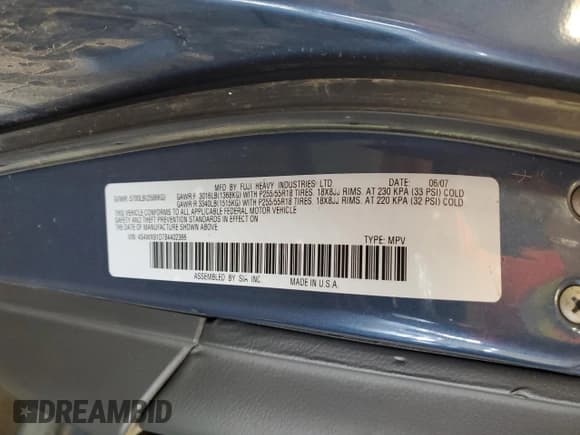 ✅ 2008 Subaru Tribeca 5-Pass • VIN: 4S4WX91D784402366 • Lot: 69959475. Wystawiony na Copart z przebiegiem Nie podano. Bezpłatny archiwum sprzedaży aukcyjnych z USA i szczegółowy raport historii pojazdu na DreamBid. Zdjęcie 13.