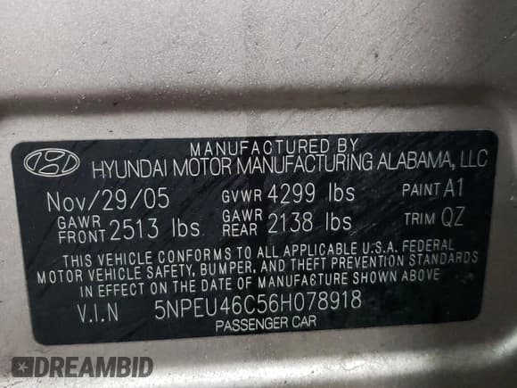 ✅ 2006 Hyundai Sonata GLS • VIN: 5NPEU46C56H078918 • Лот: 74632833. Опубликован ранее на Copart с пробегом 80 523 миль. Бесплатный доступ к архиву аукционных продаж из США и подробный отчёт об истории автомобиля на DreamBid. Изображение 12.