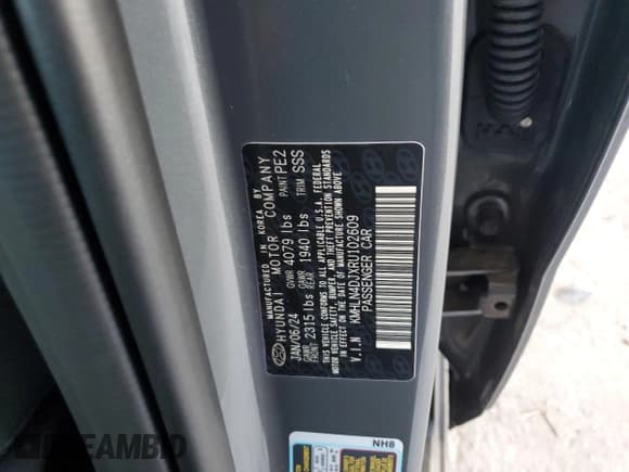 ✅ 2024 Hyundai Elantra Limited • VIN: KMHLN4DJXRU102609 • Lot: 83955645. Listed on Copart with 17,091 mi. Free auction sales archive from the USA and detailed vehicle history report at DreamBid. Image 12.