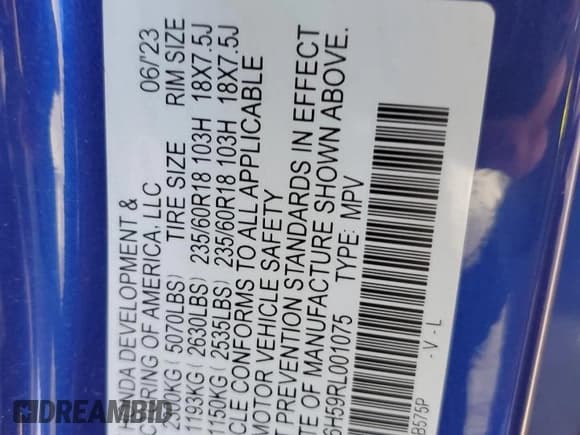 ✅ 2024 Honda CR-V Sport • VIN: 5J6RS6H59RL001075 • Lot: 89676235. Listed on Copart with 14,297 mi. Free auction sales archive from the USA and detailed vehicle history report at DreamBid. Image 13.