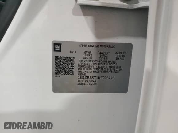 ✅ 2019 Chevrolet Malibu LS • VIN: 1G1ZB5ST1KF205776 • Лот: 90446765. Размещён на Copart с пробегом 37 352 миль миль. Получите бесплатный доступ к архиву аукционных продаж из США и посмотрите подробный отчёт об истории автомобиля на DreamBid. Изображение 12.