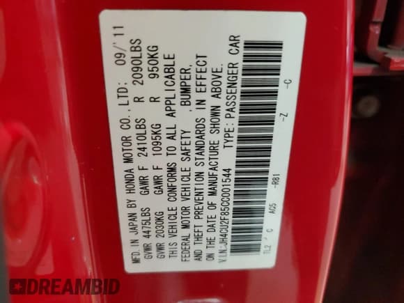 ✅ 2012 Acura TSX Special Edition • VIN: JH4CU2F85CC001544 • Lot: 71015694. Listed on Copart with 162,310 mi. Free auction sales archive from the USA and detailed vehicle history report at DreamBid. Image 12.