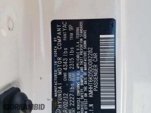 ✅ 2013 Hyundai Genesis Coupe Premium • VIN: KMHHT6KD5DU082282 • Lot: 54749985. Wystawiony na Copart z przebiegiem 110 037 mil. Bezpłatny archiwum sprzedaży aukcyjnych z USA i szczegółowy raport historii pojazdu na DreamBid. Zdjęcie 12.