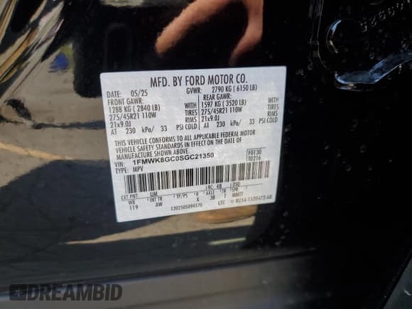 ✅ 2025 Ford Explorer ST • VIN: 1FMWK8GC0SGC21350 • Lot: 80319935. Listed on Copart with 4,576 mi. Free auction sales archive from the USA and detailed vehicle history report at DreamBid. Image 13.