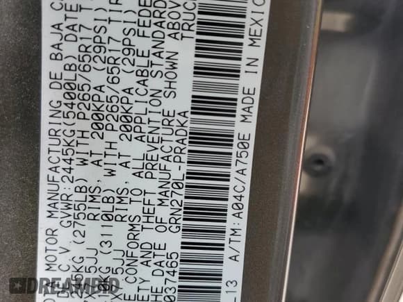 ✅ 2013 Toyota Tacoma PreRunner • VIN: 3TMKU4HN8DM037465 • Lot: 53845935. Listed on Copart with 156,350 mi. Free auction sales archive from the USA and detailed vehicle history report at DreamBid. Image 12.