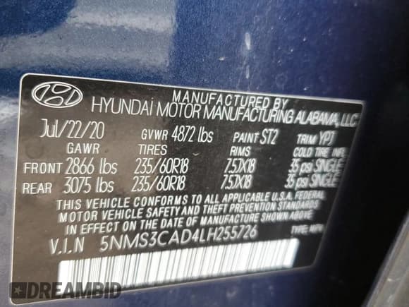 ✅ 2020 Hyundai Santa Fe SEL • VIN: 5NMS3CAD4LH255726 • Lot: 81976383. Wystawiony na Copart z przebiegiem 35 847 mil. Bezpłatny archiwum sprzedaży aukcyjnych z USA i szczegółowy raport historii pojazdu na DreamBid. Zdjęcie 13.