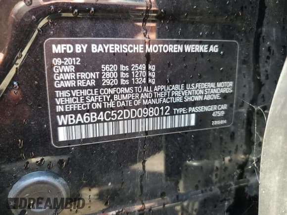 ✅ 2013 BMW 6 Series 650i xDrive • VIN: WBA6B4C52DD098012 • Lot: 66485345. Wystawiony na Copart z przebiegiem 81 072 mil. Bezpłatny archiwum sprzedaży aukcyjnych z USA i szczegółowy raport historii pojazdu na DreamBid. Zdjęcie 12.