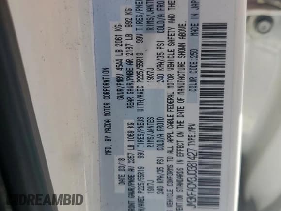 ✅ 2018 Mazda CX-5 Touring • VIN: JM3KFACM3J0381427 • Lot: 85564615. Wystawiony na Copart z przebiegiem 78 928 mil. Bezpłatny archiwum sprzedaży aukcyjnych z USA i szczegółowy raport historii pojazdu na DreamBid. Zdjęcie 13.