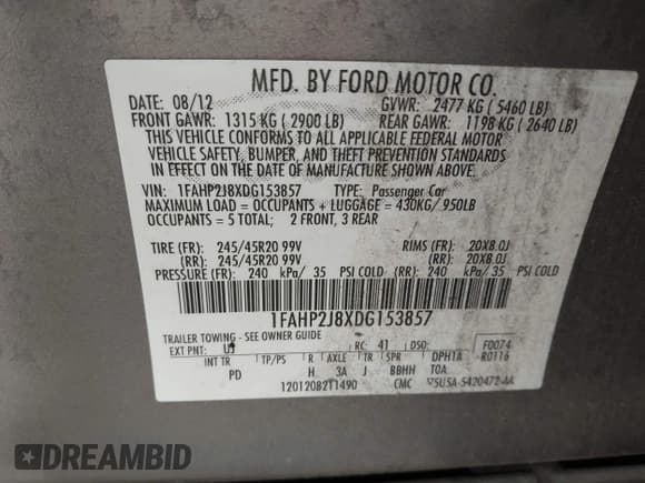 ✅ 2013 Ford Taurus Limited • VIN: 1FAHP2J8XDG153857 • Lot: 43604219. Wystawiony na IAAI z przebiegiem 138 085 mil. Bezpłatny archiwum sprzedaży aukcyjnych z USA i szczegółowy raport historii pojazdu na DreamBid. Zdjęcie 9.