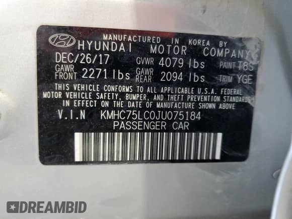 2018 Hyundai Ioniq SEL z VIN KMHC75LC0JU075184, wystawiony jako Copart lot #80762803 z przebiegiem 120 516 mil mil oraz . Historia ofert i sprzedaży dostępna na DreamBid. Obrazek 12.