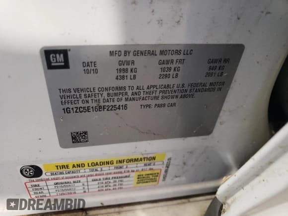 ✅ 2011 Chevrolet Malibu 1LT • VIN: 1G1ZC5E16BF225416 • Лот: 69280774. Опубликован ранее на Copart с пробегом 101 576 миль. Бесплатный доступ к архиву аукционных продаж из США и подробный отчёт об истории автомобиля на DreamBid. Изображение 12.