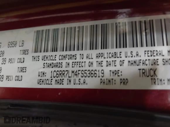 ✅ 2015 Ram 1500 Big Horn • VIN: 1C6RR7LM4FS536619 • Lot: 43820463. Listed on IAAI with 185,570 mi. Free auction sales archive from the USA and detailed vehicle history report at DreamBid. Image 9.