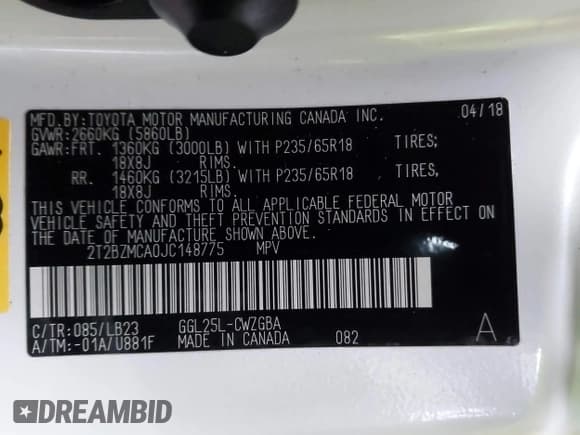 ✅ 2018 Lexus RX 350 • VIN: 2T2BZMCA0JC148775 • Lot: 43664439. Listed on IAAI with 101,015 mi. Free auction sales archive from the USA and detailed vehicle history report at DreamBid. Image 9.