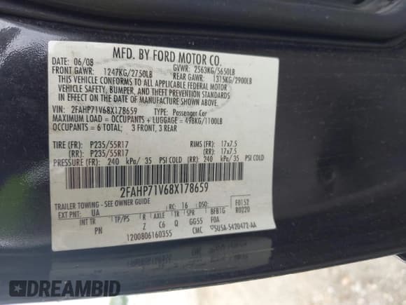 ✅ 2008 Ford Police Interceptor • VIN: 2FAHP71V68X178659 • Lot: 42571480. Listed on IAAI with Not provided. Free auction sales archive from the USA and detailed vehicle history report at DreamBid. Image 9.