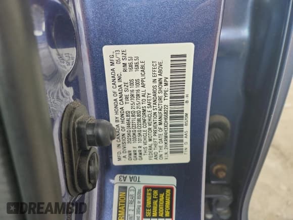 ✅ 2013 Honda CR-V LX • VIN: 2HKRM4H3XDH668222 • Лот: 67650205. Опубликован ранее на Copart с пробегом 144 396 миль. Бесплатный доступ к архиву аукционных продаж из США и подробный отчёт об истории автомобиля на DreamBid. Изображение 13.